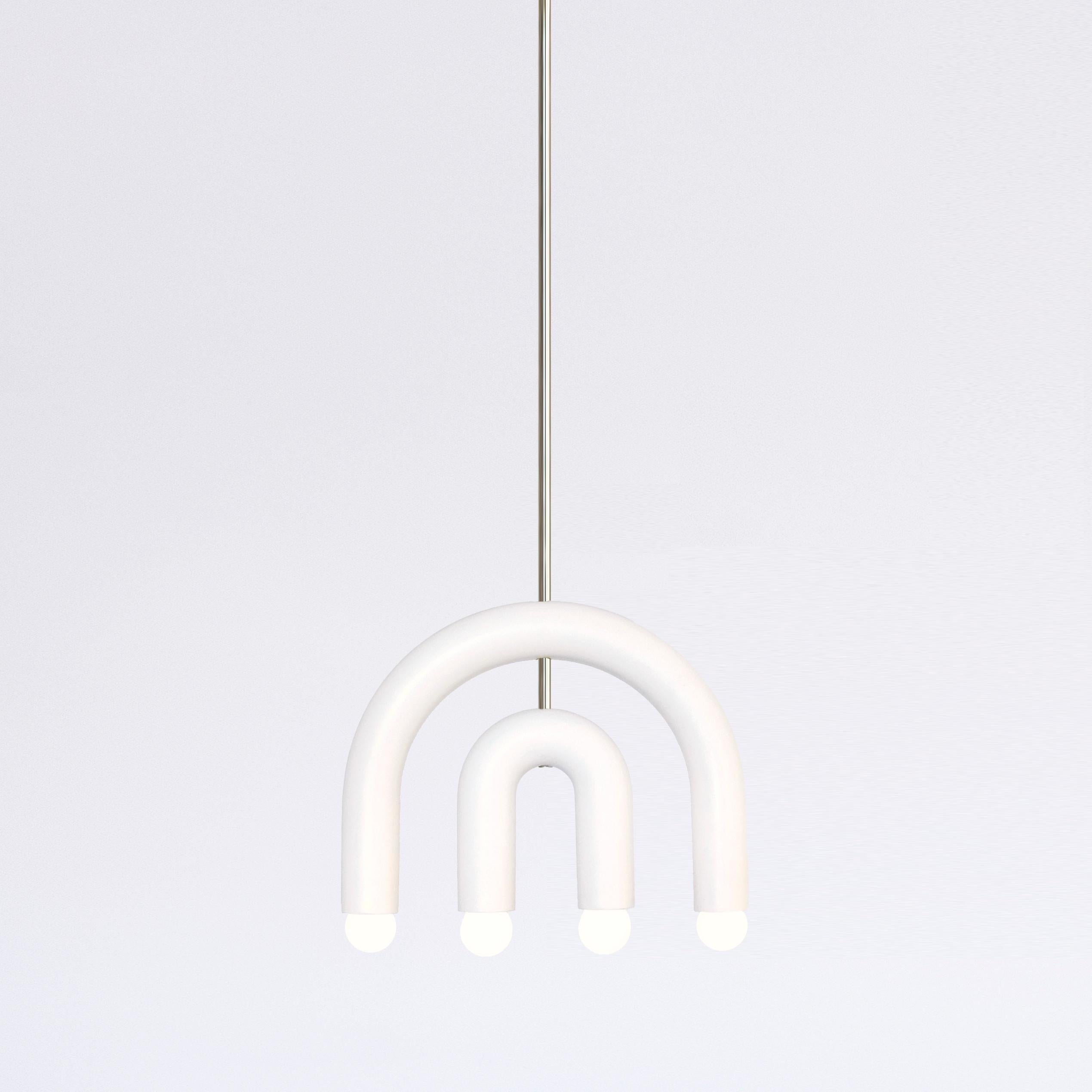 Ceramic Pendant Lamp TRN C1 Green & Steel Blue, Silver Finish by Pani Jurek For Sale 3