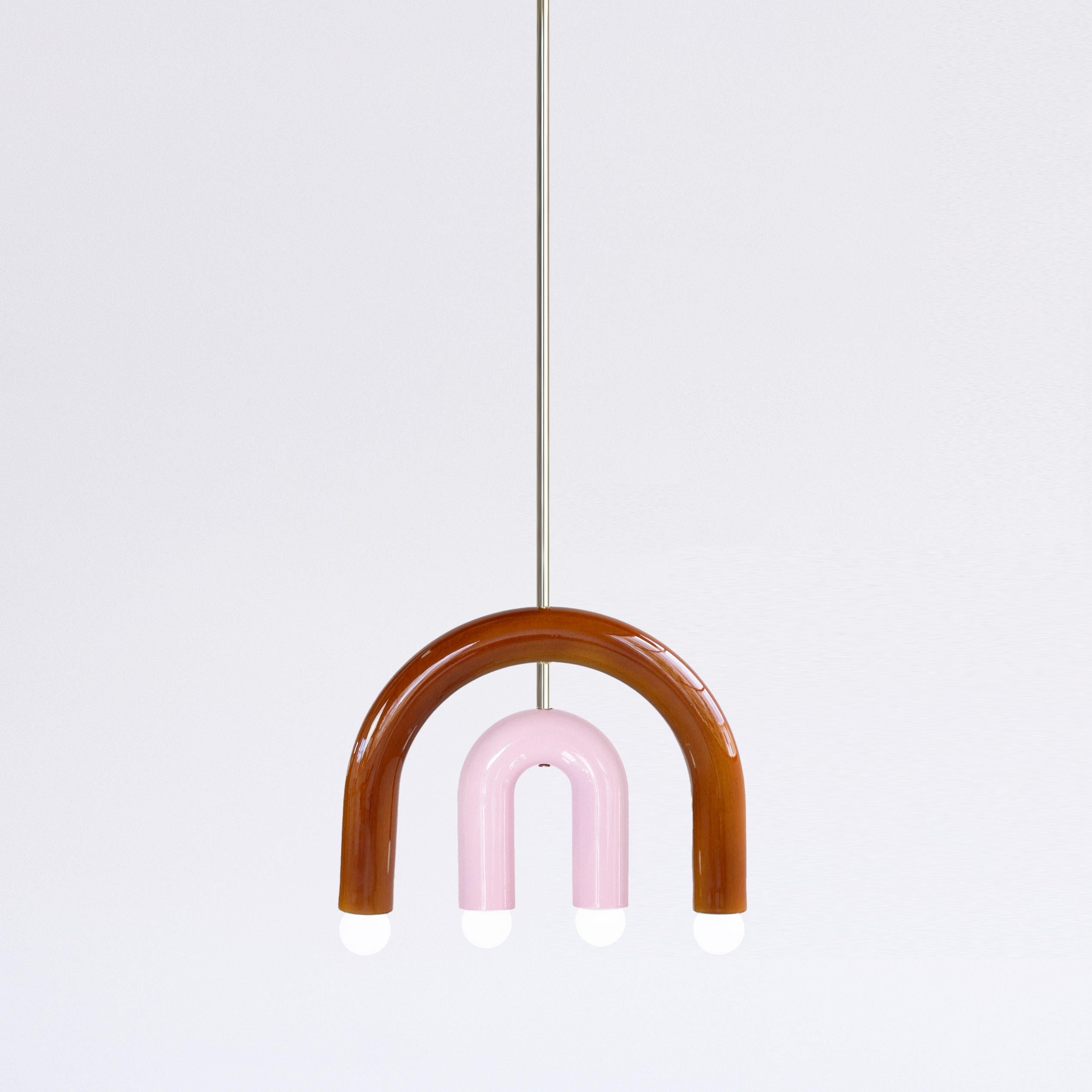 Ceramic Pendant Lamp TRN C1 Green & Steel Blue, Silver Finish by Pani Jurek For Sale 4