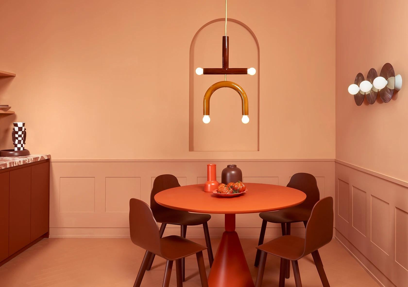 Ceramic Pendant Lamp 'TRN C2' by Pani Jurek, Red and Pink For Sale 2