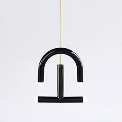 Lampada a sospensione in ceramica 'TRN C3' di Pani Jurek, asta in ottone, nero