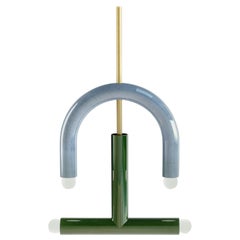 Lampe suspendue TRN C3 de Pani Jurek, tige en laiton, bleue et verte