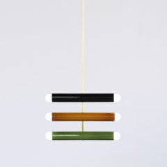 Ceramic Pendant Lamp TRN C4, Black + Ochre + Green