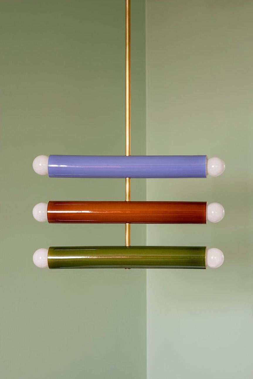 Polish Ceramic Pendant Lamp 'TRN C4' by Pani Jurek, Brass Rod, Teklan Edition For Sale