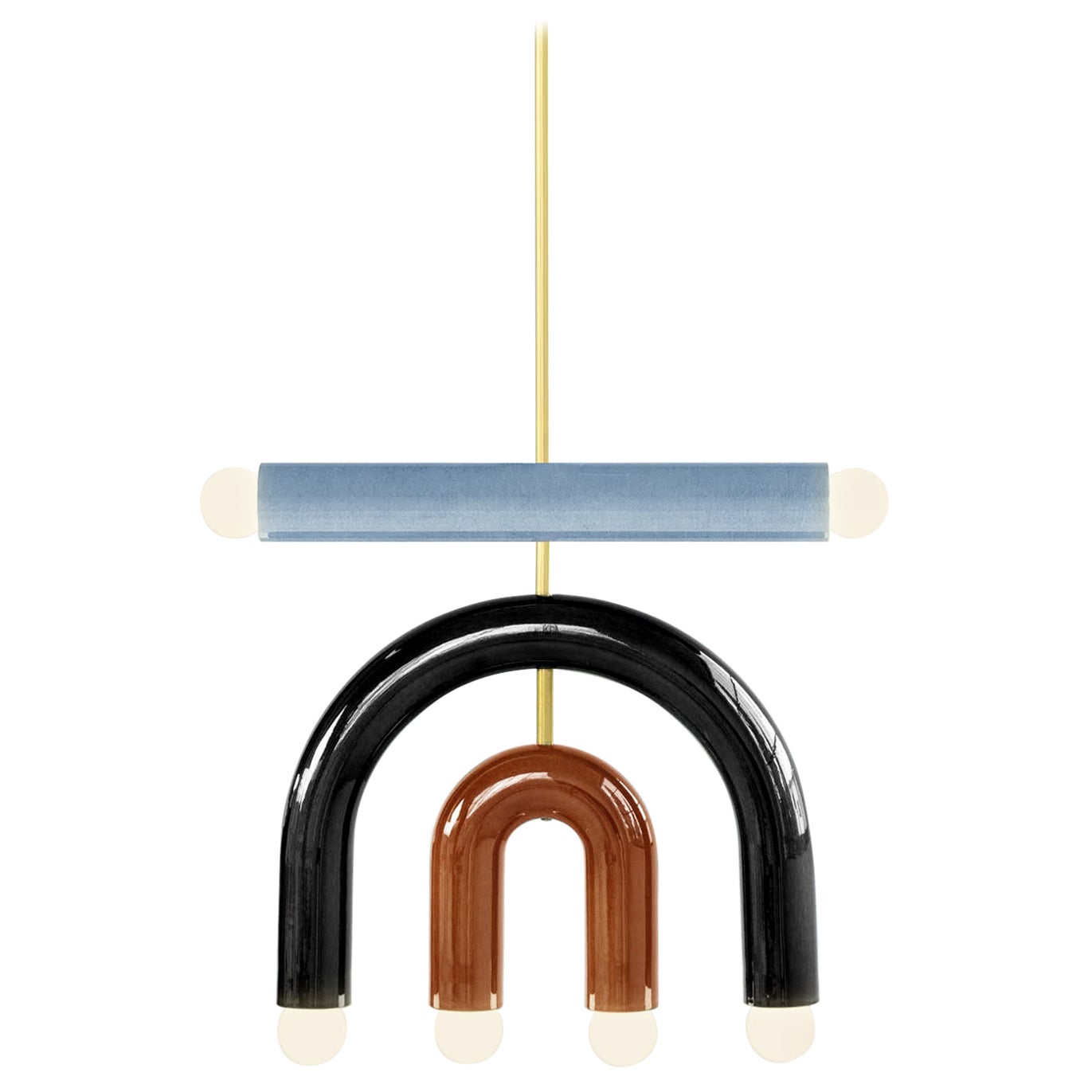 Lampe suspendue en céramique 'TRN D1' par Pani Jurek, bleu, noir et Brown