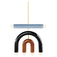 Lampe suspendue en céramique 'TRN D1' par Pani Jurek, bleu, noir et Brown