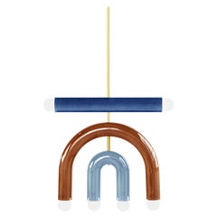 Keramik-Pendelleuchte 'TRN D1' von Pani Jurek, Hellblau, Medium Blau & Ocker