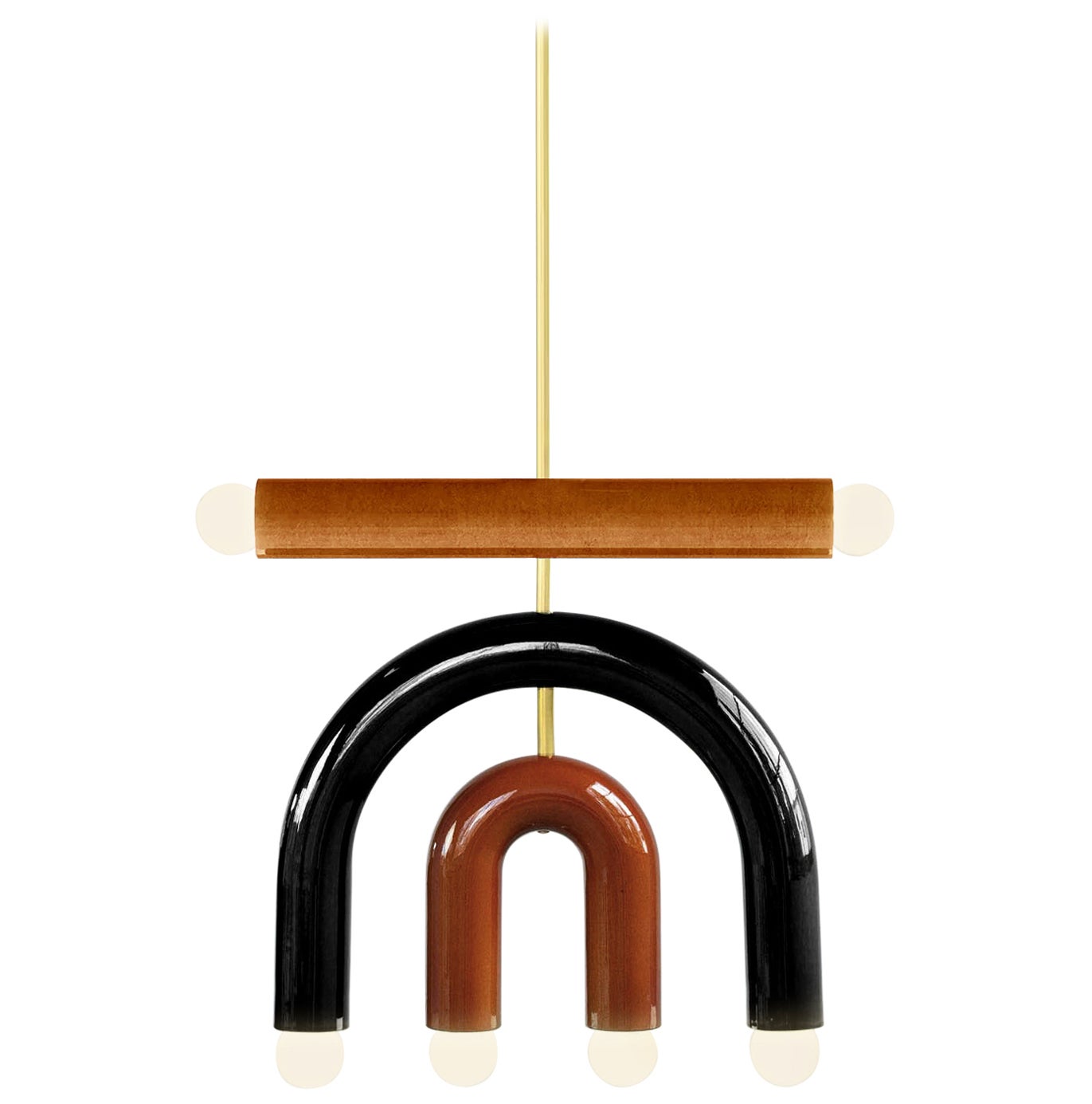 Lampe suspendue en céramique TRN D1, OCHRE, noir et Brown