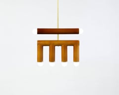 Ceramic Pendant Lamp 'TRN D2' by Pani Jurek, Brass Rod, Brown and Ochre