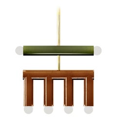 Keramik-Hängeleuchte 'TRN D2' von Pani Jurek, Messingstab, Grün + Brown