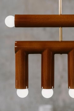 Ceramic Pendant Lamp TRN D2 ochre brass by Pani Jurek