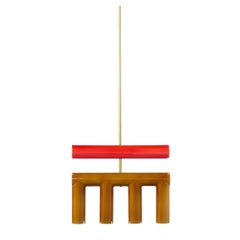 Ceramic Pendant Lamp 'TRN D2' by Pani Jurek, Brass Rod, Red & Ochre