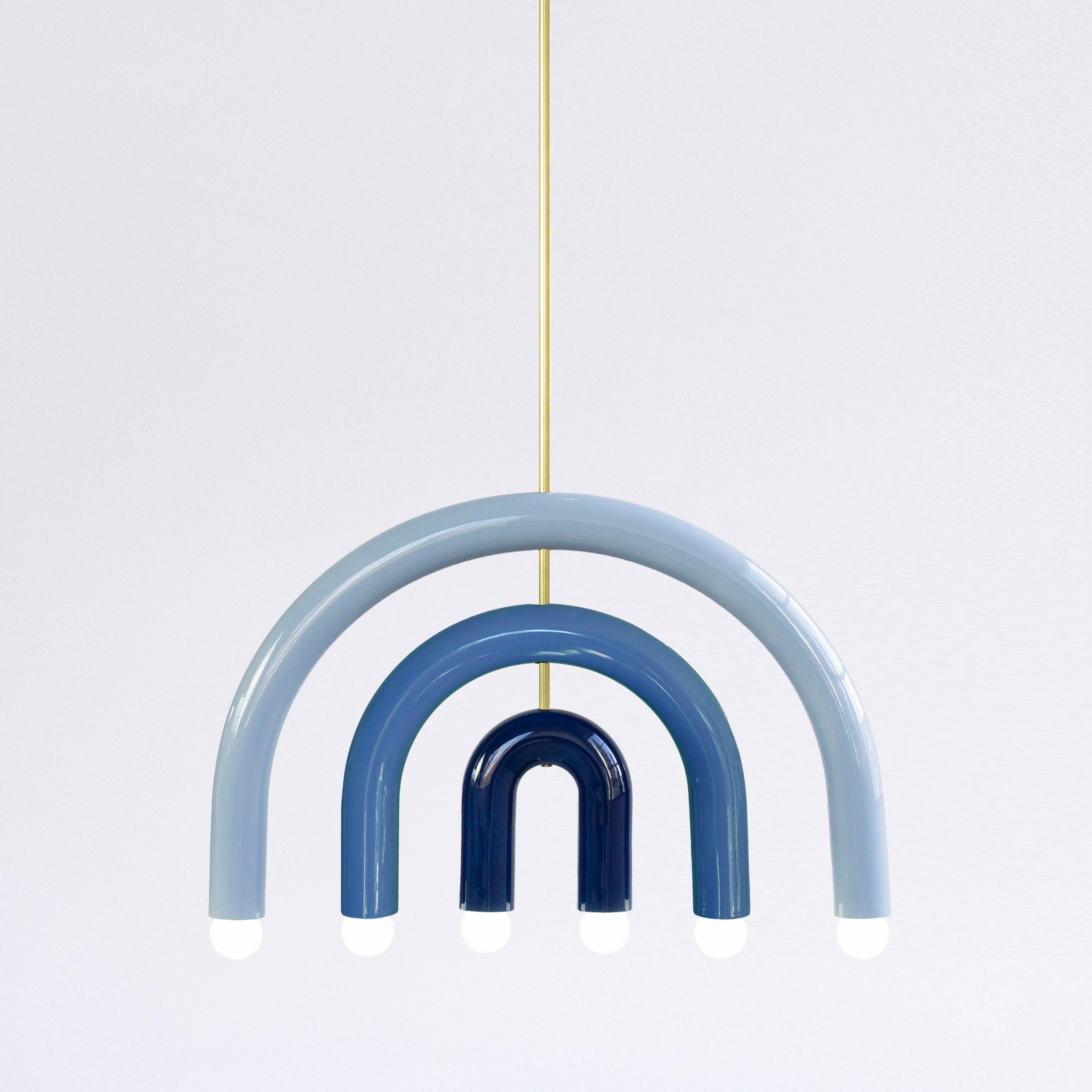 XXIe siècle et contemporain Lampe à suspension TRN F1 en laiton bleu de Pani Jurek en vente