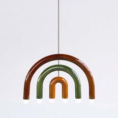 Ceramic Pendant Lamp 'TRN F1' by Pani Jurek, Brown, Green & Ochre