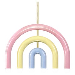 Ceramic Pendant Lamp 'TRN F1' by Pani Jurek, Pink Yellow Blue