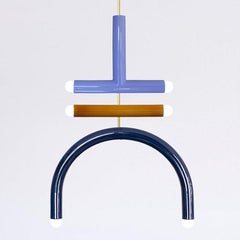 Ceramic Pendant Lamp 'TRN F2' by Pani Jurek, Lilac, Ochre & Navy Blue