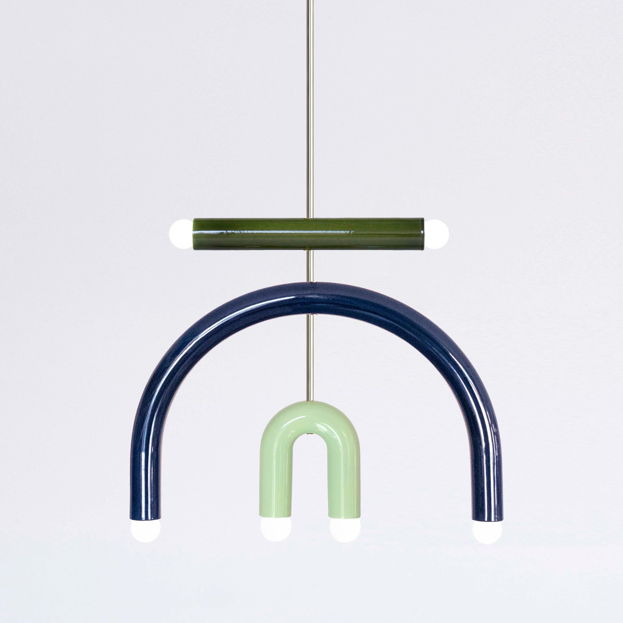 Organic Modern Ceramic Pendant Lamp TRN F3 Blue, Black, Brown, Silver Finish by Pani Jurek For Sale