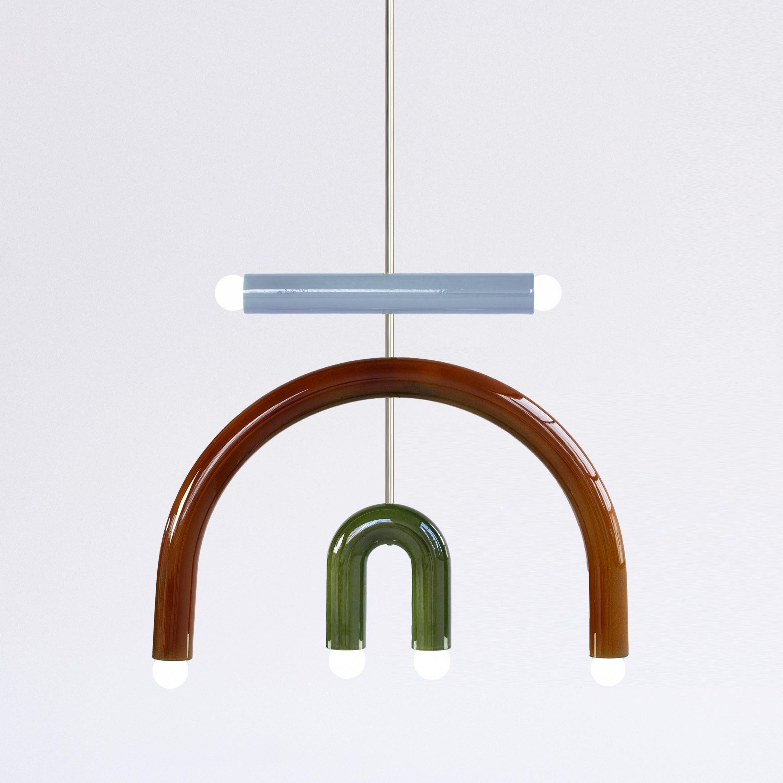 Galvanized Ceramic Pendant Lamp TRN F3 Blue, Black, Brown, Silver Finish by Pani Jurek For Sale