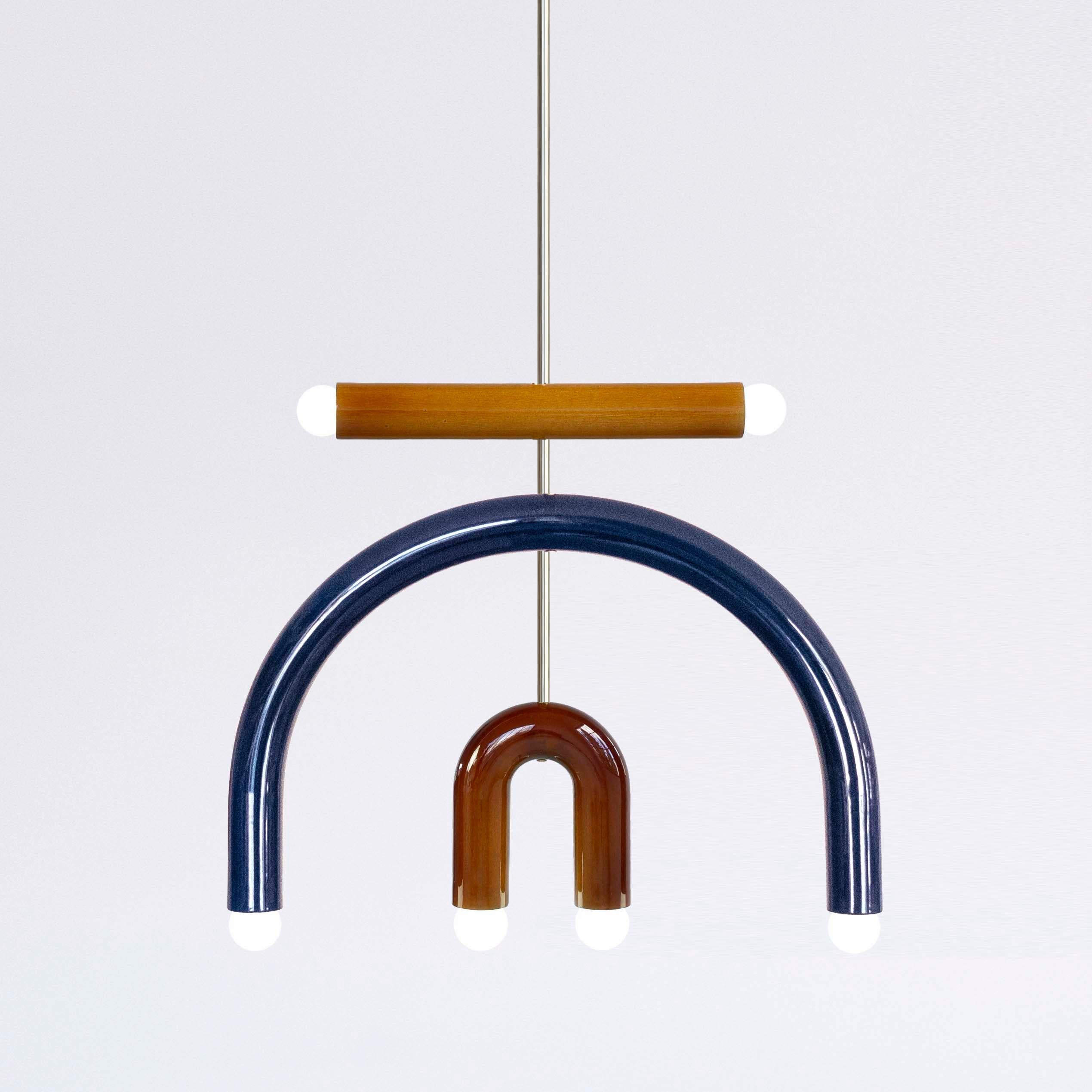 Ceramic Pendant Lamp TRN F3 Blue, Black, Brown, Silver Finish by Pani Jurek In New Condition For Sale In Grojec, PL