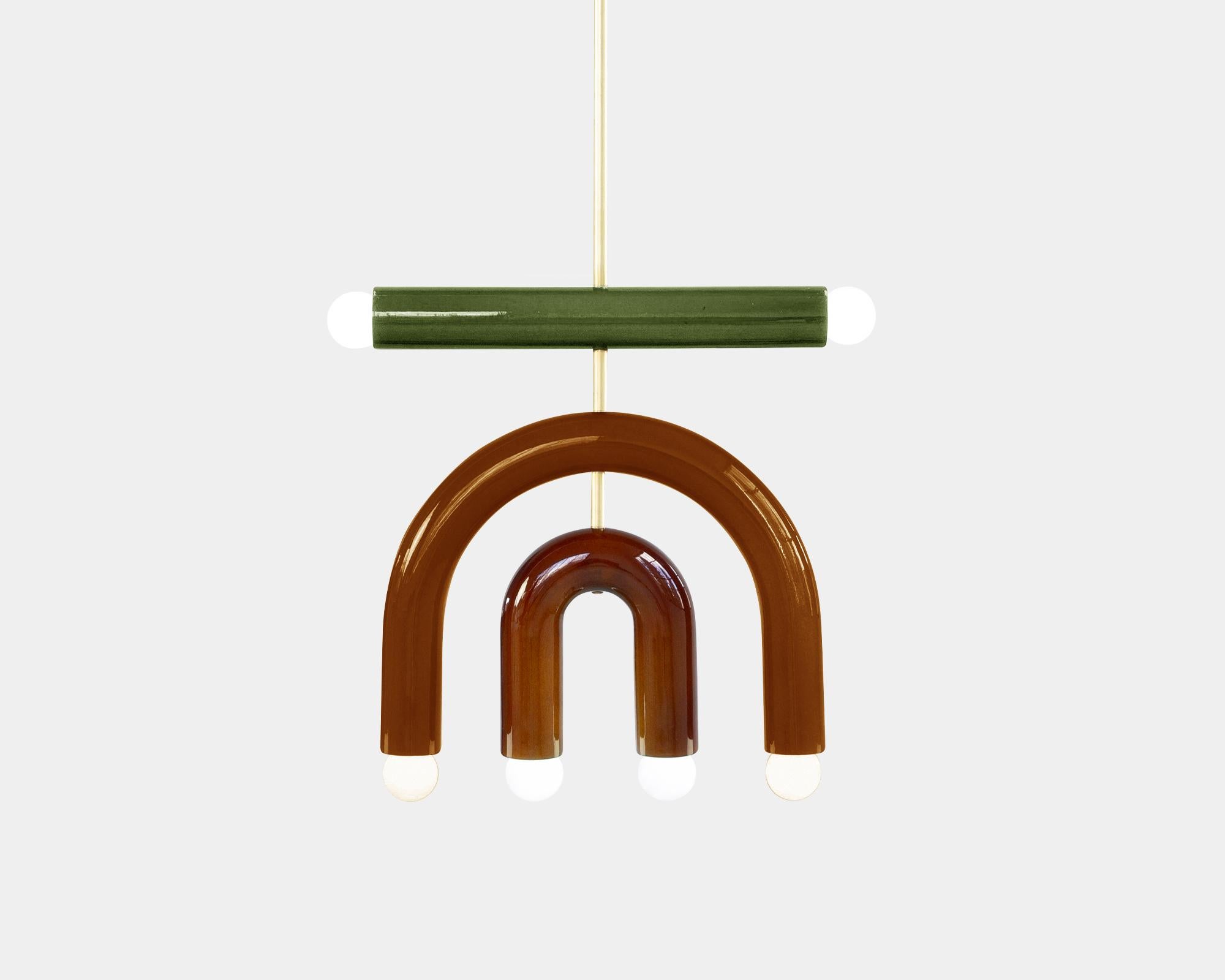 Organic Modern Ceramic Pendant Lamps 'TRN D2' x1 + 'TRN D1' x2 by Pani Jurek For Sale