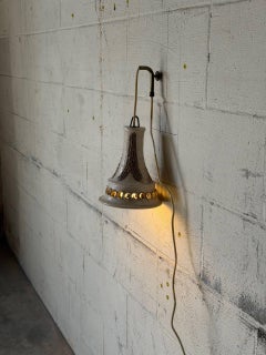Ceramic Pendant Light Fixture Textured Studio Pottery Lamp Vintage 1970s