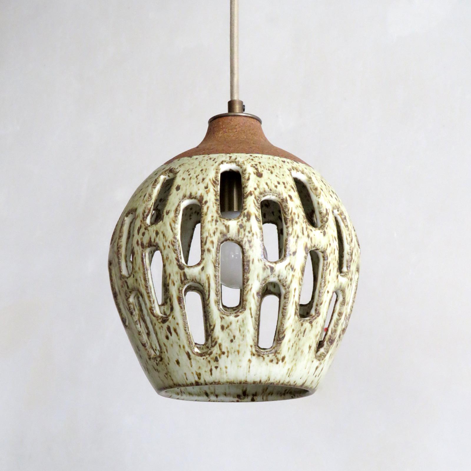 Organic Modern Ceramic Pendant Light No. 1003 by Heather Levine For Sale