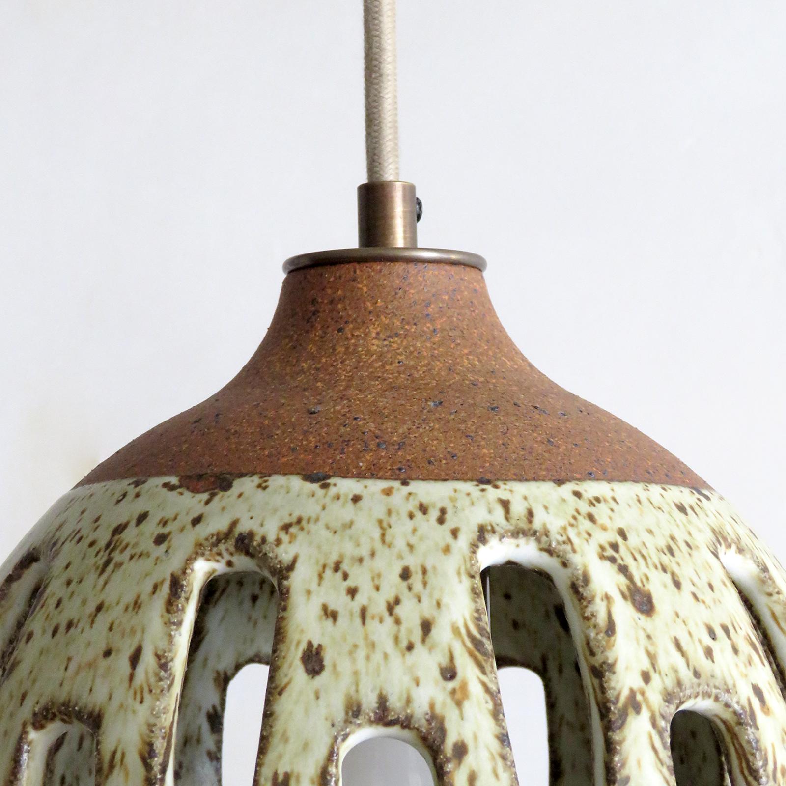 Patinated Ceramic Pendant Light No. 1003 by Heather Levine For Sale