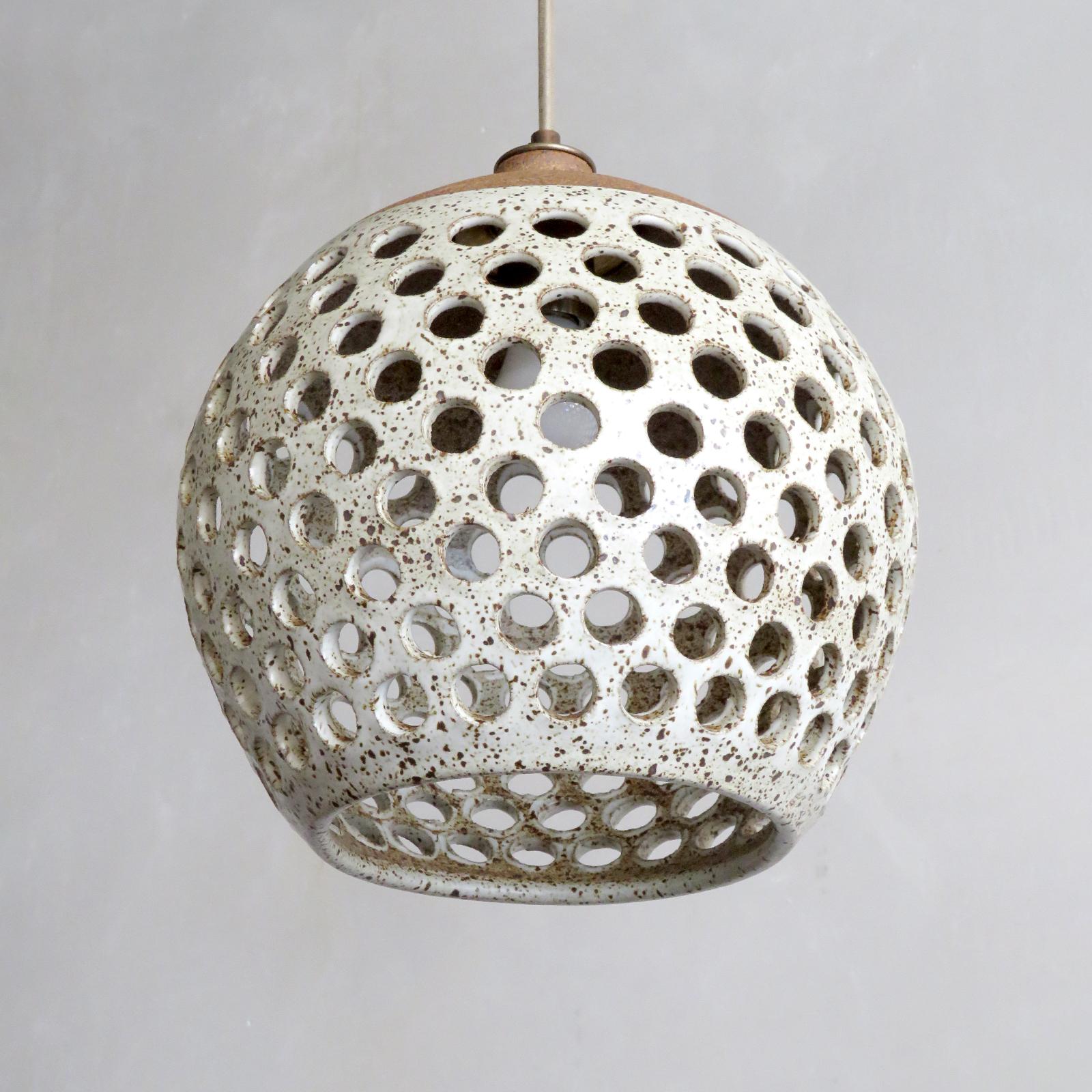 Organic Modern Ceramic Pendant Light No. L519 by Heather Levine For Sale