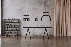 Ceramic Pendant Light TRN E2 Brown & Lilac brass by Pani Jurek
