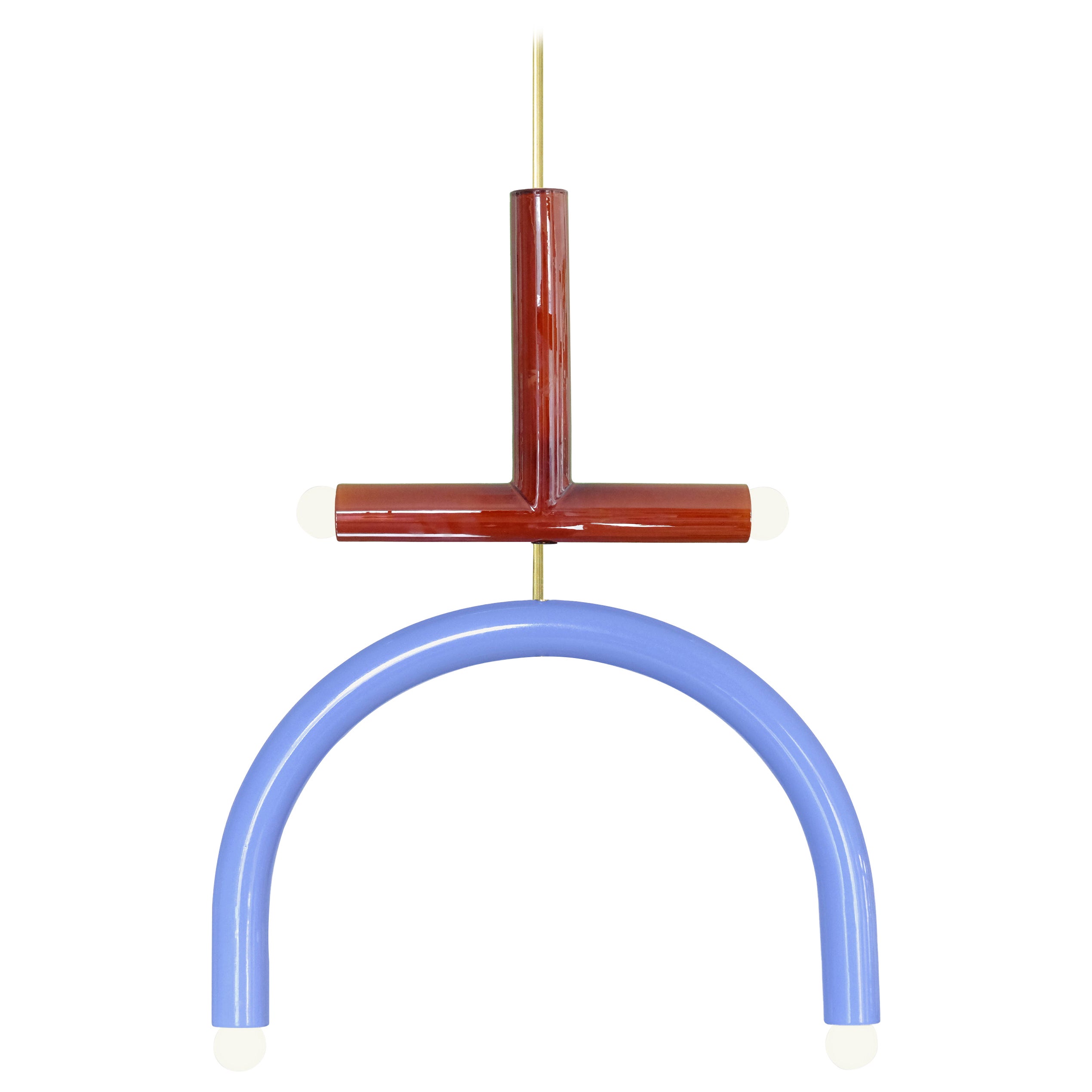 Ceramic Pendant Light TRN E2 Brown & Lilac brass by Pani Jurek