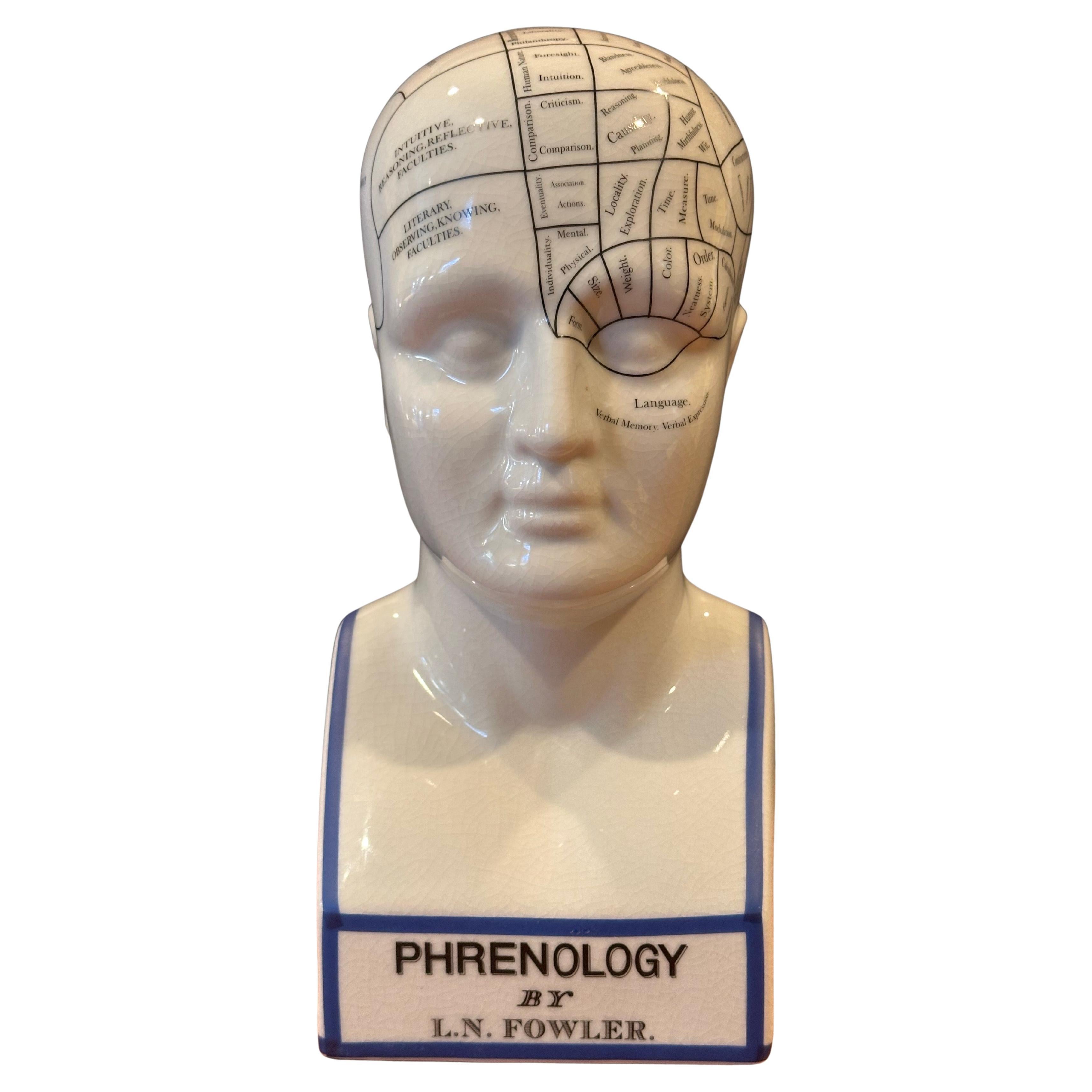 Keramik Phrenology-Büste / Kopf aus Keramik von L.N. Fowler (amerikanisch) im Angebot