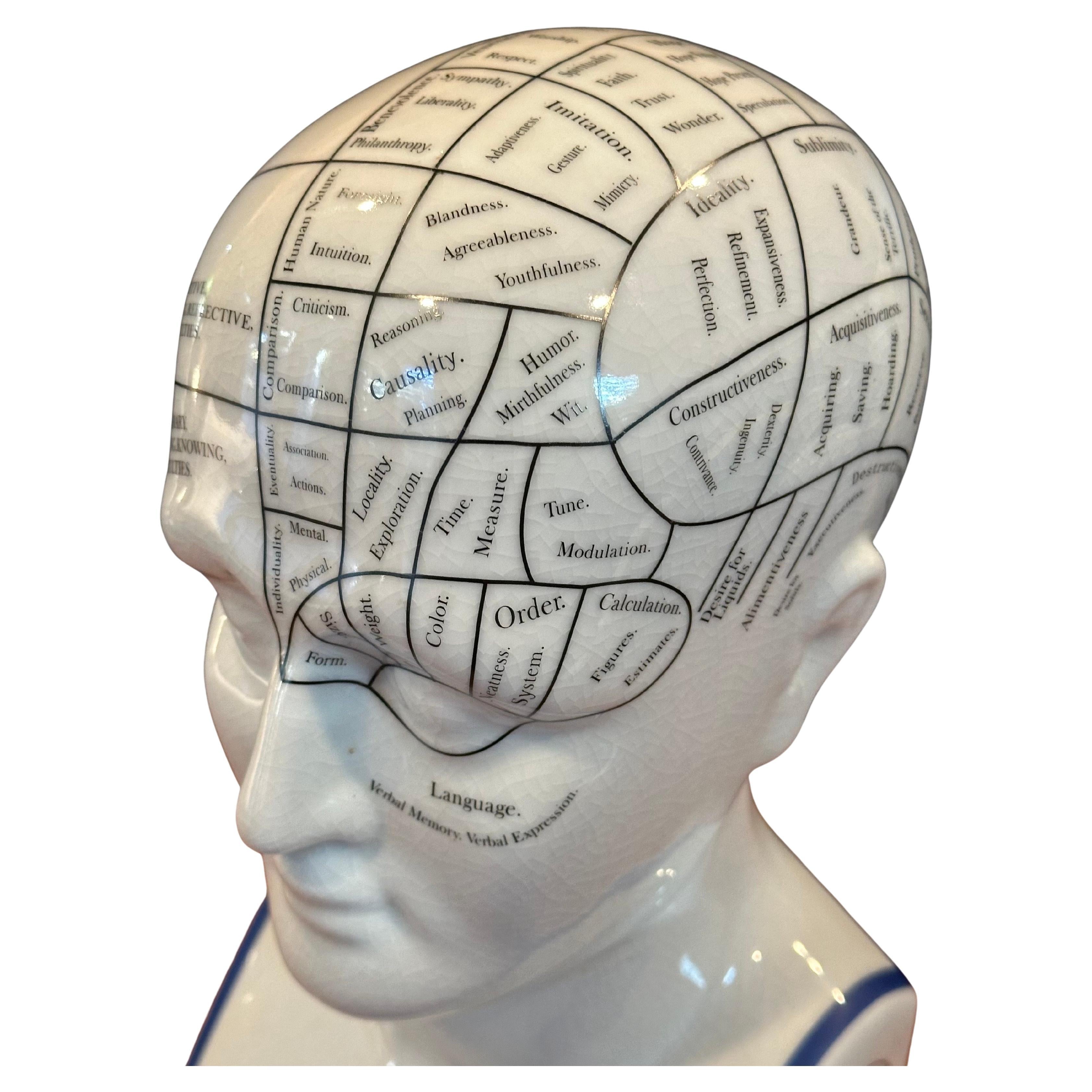 Keramik Phrenology-Büste / Kopf aus Keramik von L.N. Fowler im Zustand „Gut“ im Angebot in San Diego, CA