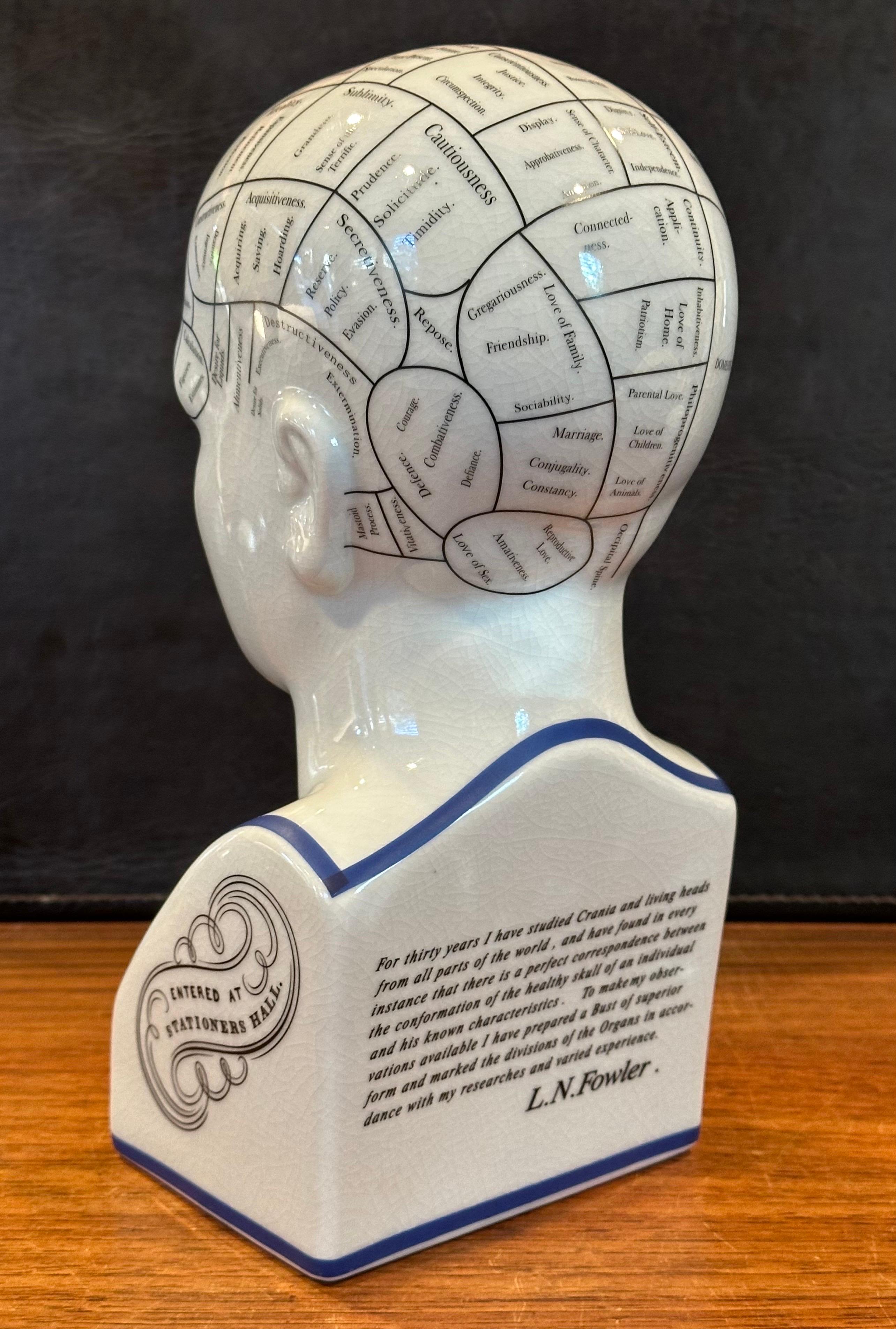Keramik Phrenology-Büste / Kopf aus Keramik von L.N. Fowler im Angebot 2