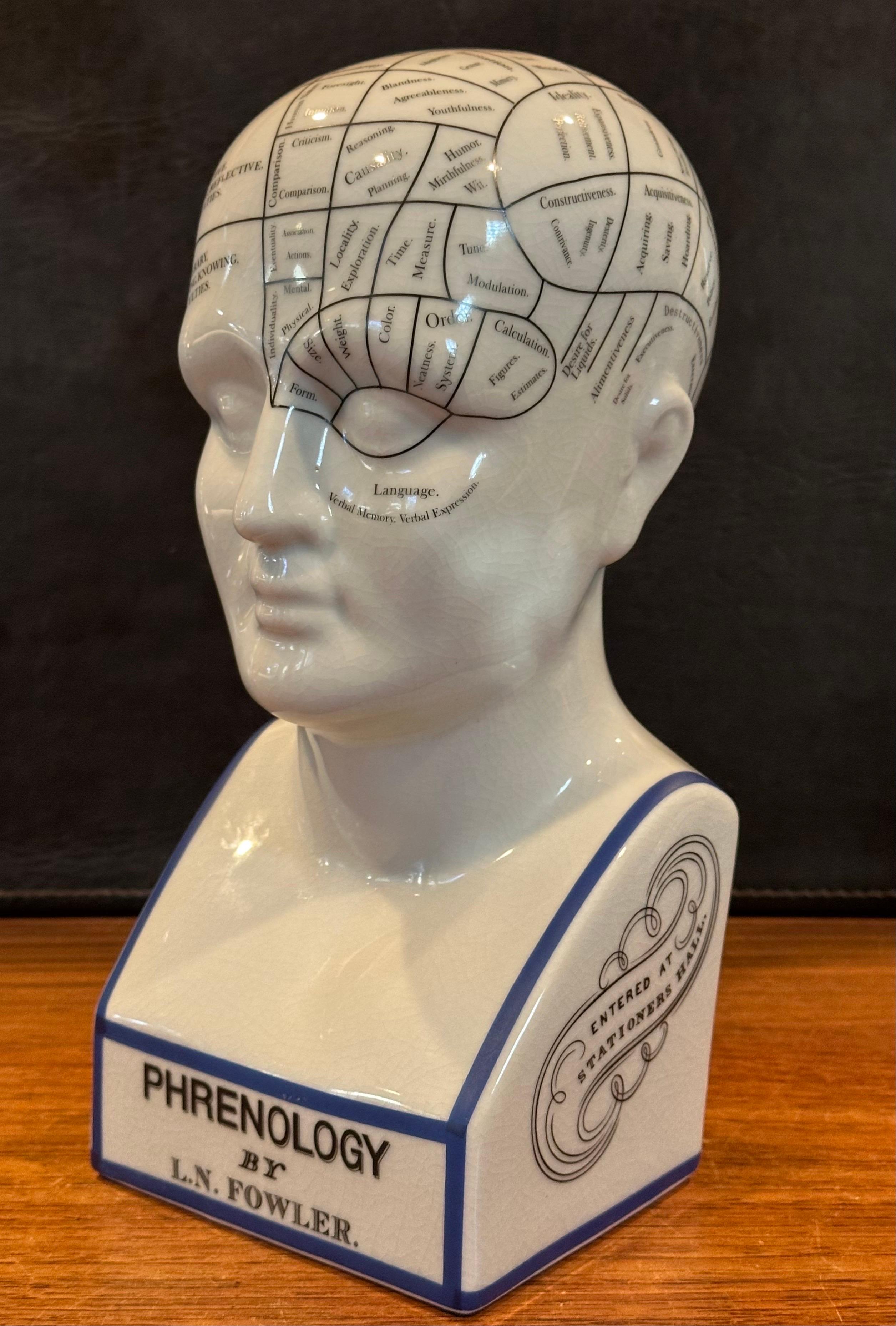 Keramik Phrenology-Büste / Kopf aus Keramik von L.N. Fowler im Angebot 3