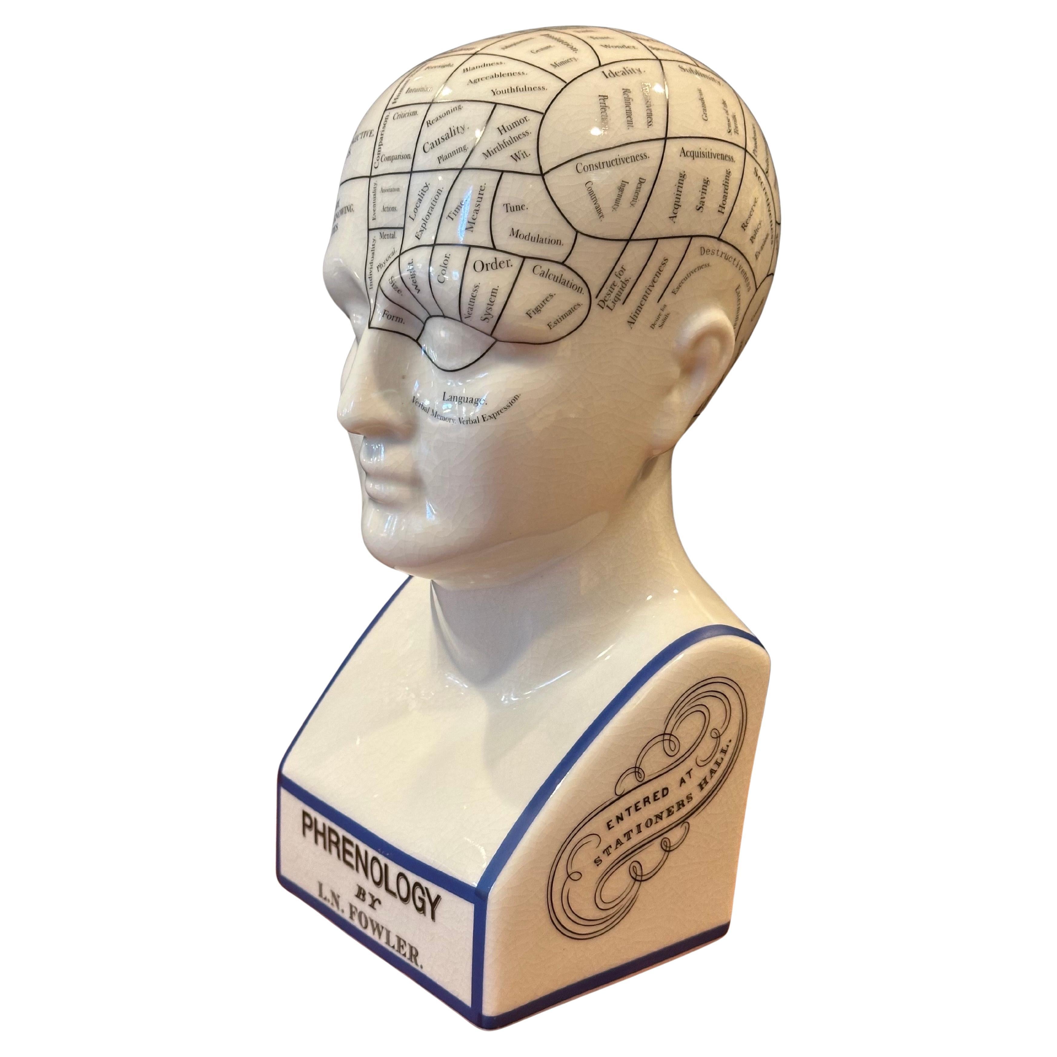 Ceramic Phrenology Bust / Head by L.N. Fowler