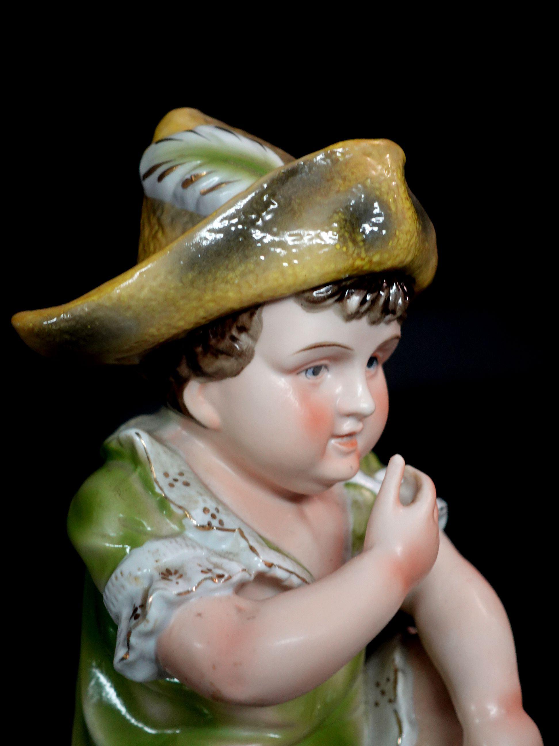 20th Century Ceramic Piano Baby Boy, Marked For Sale