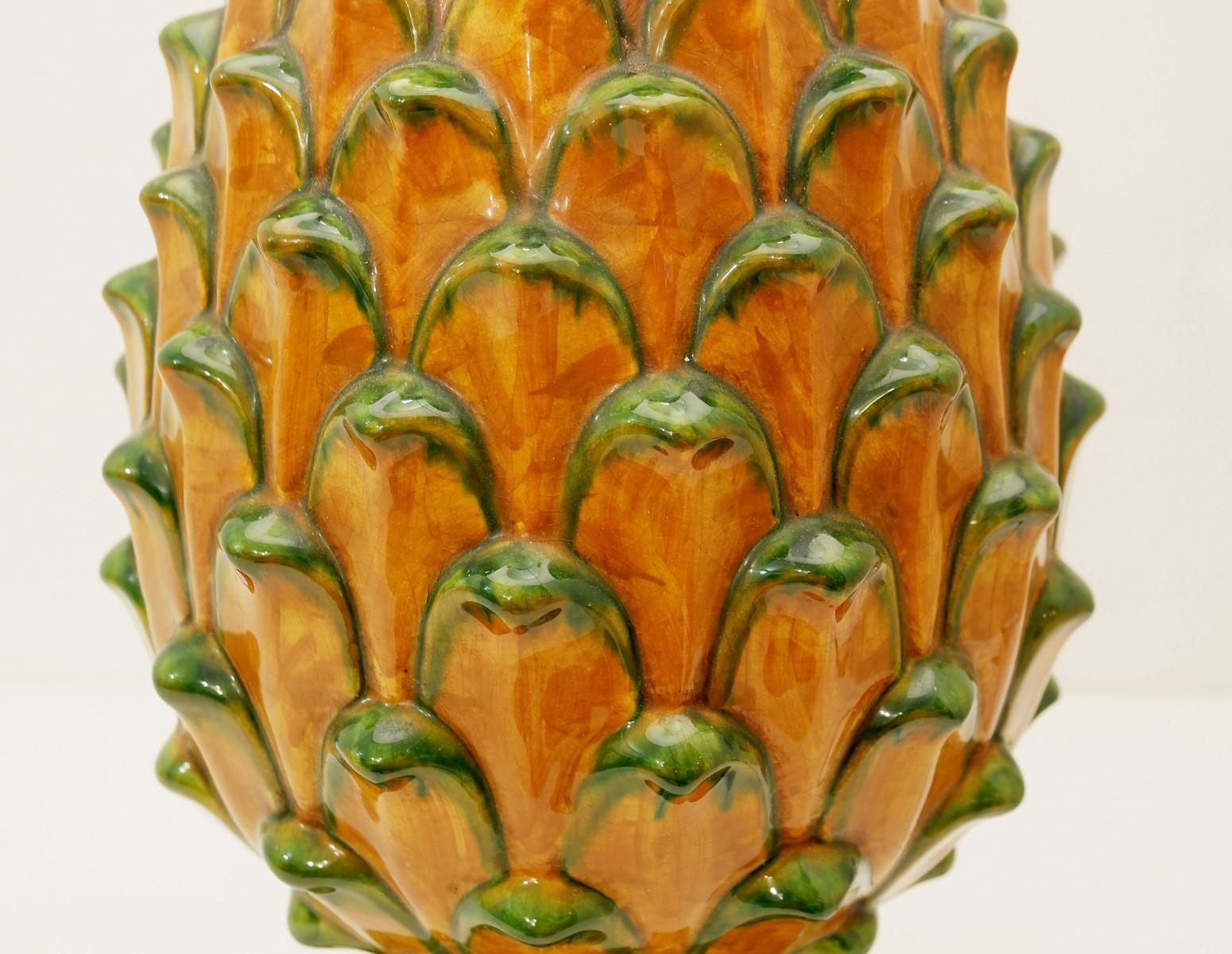 Mid-Century Modern Ceramic Pineapple Table Lamp
