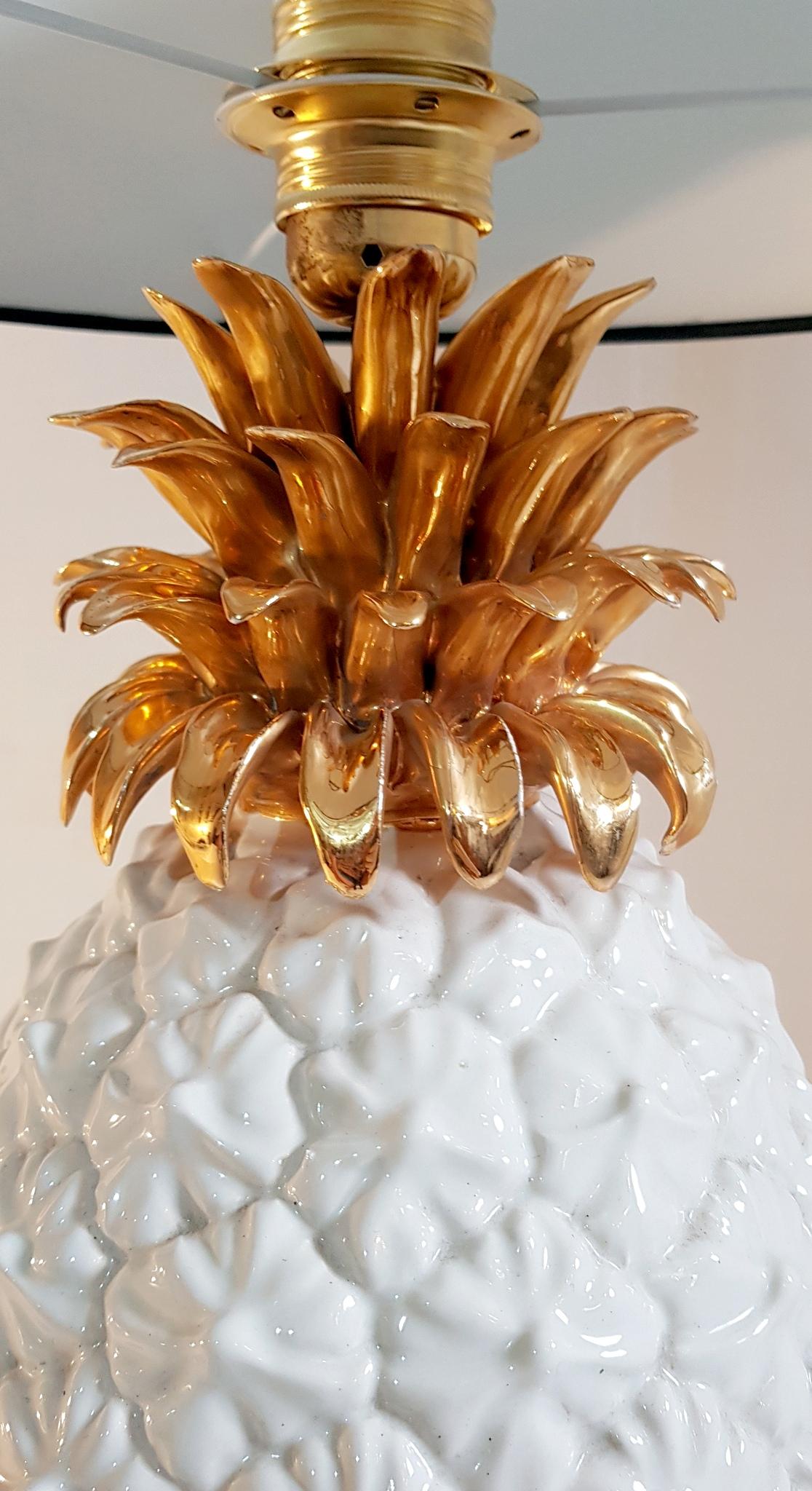 Mid-Century Modern Ceramic Pineapple Table Lamp Made in Italy