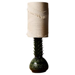 Ceramic Pineapple Table Lamp with Textured Woven Shade