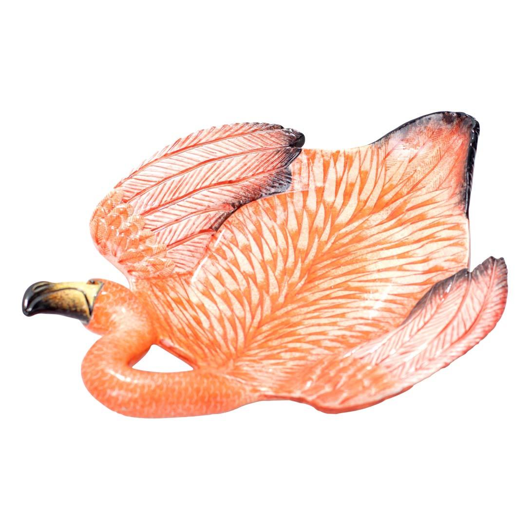 Fired Ceramic Pink Flamingo coin dish, hand made in South Africa For Sale