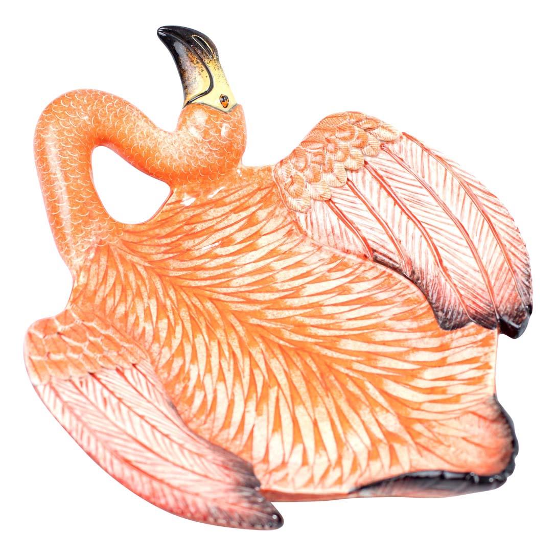 Ceramic Pink Flamingo coin dish, hand made in South Africa In New Condition For Sale In North Miami, FL