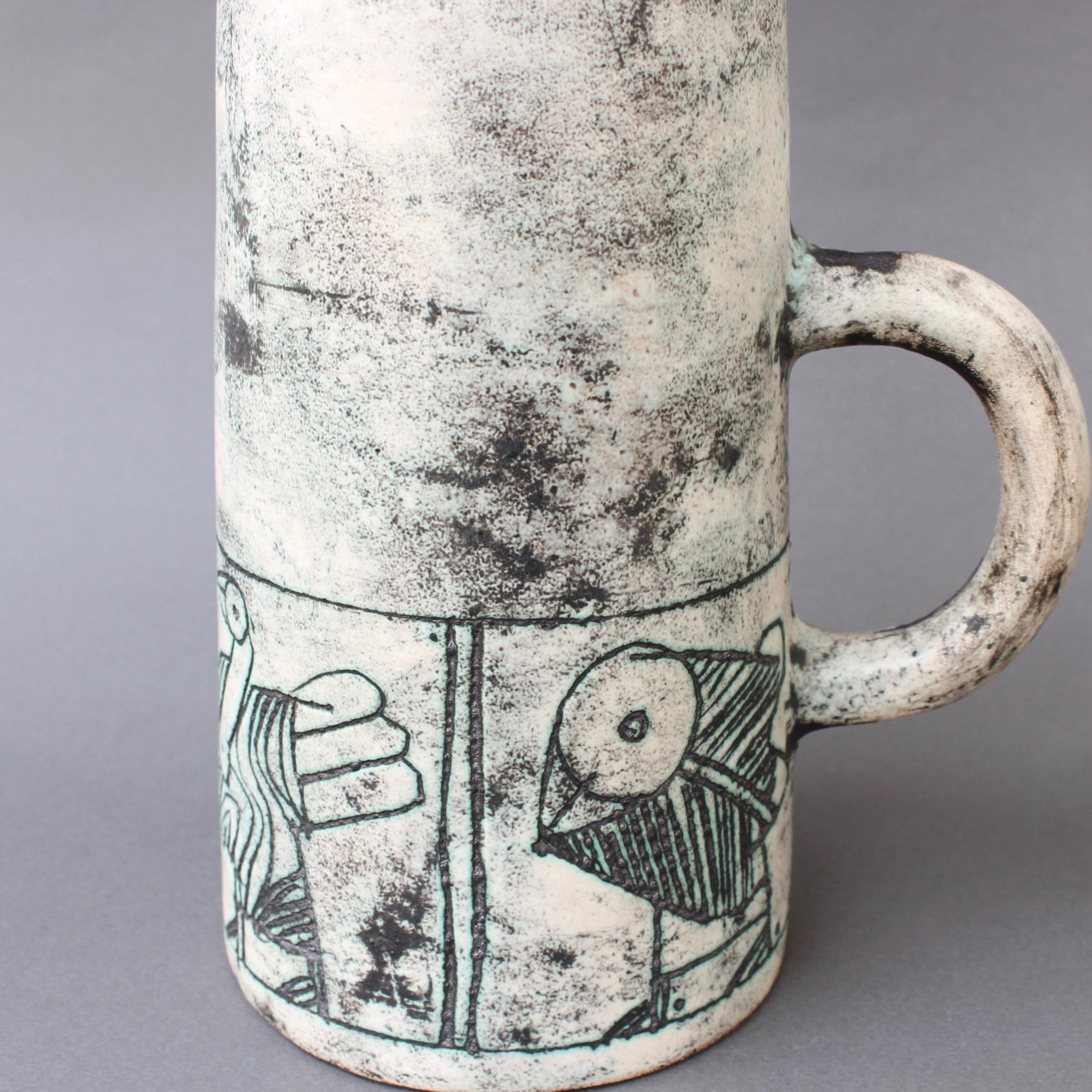 Ceramic Pitcher and 6-Cup Set by Jacques Blin, circa 1950s 4