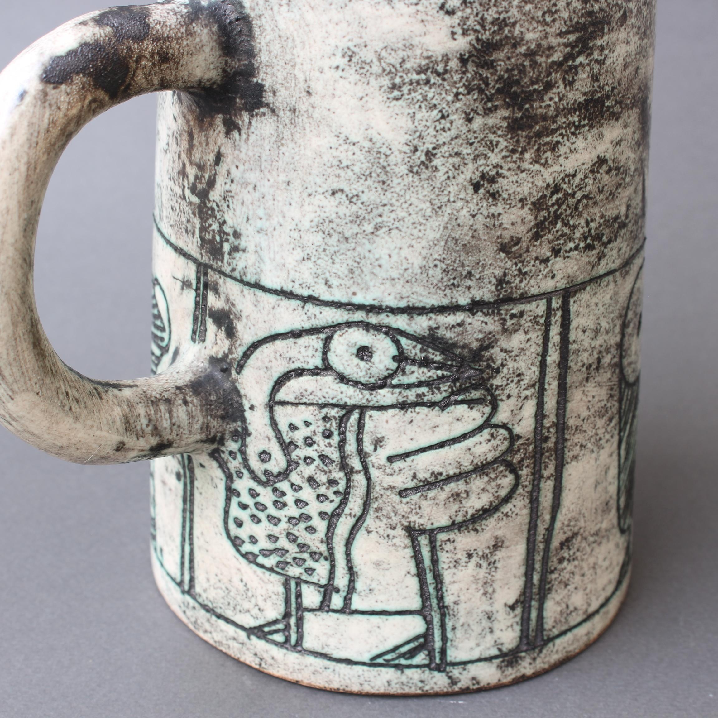 Ceramic Pitcher and 6-Cup Set by Jacques Blin, circa 1950s 7