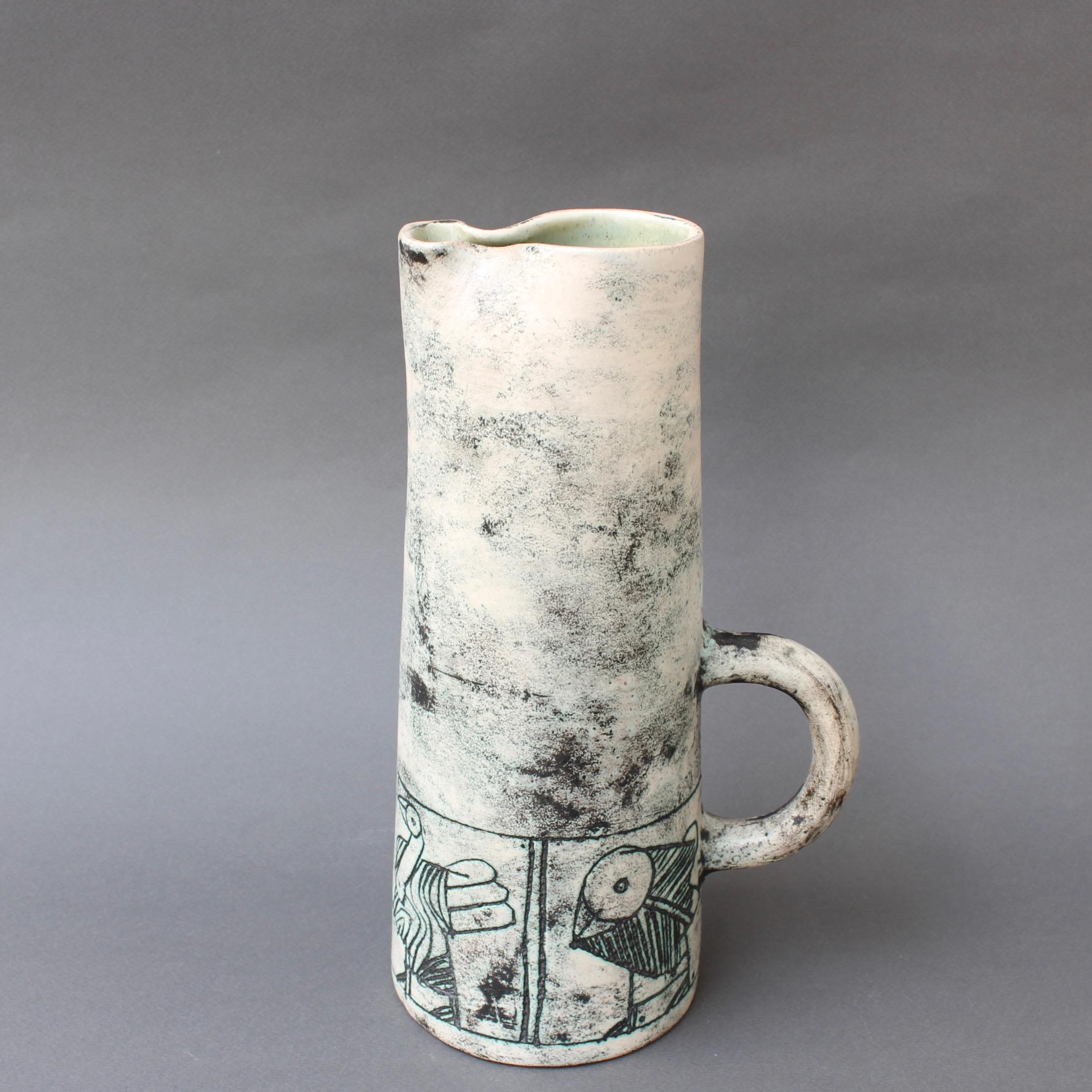 Ceramic Pitcher and 6-Cup Set by Jacques Blin, circa 1950s 2