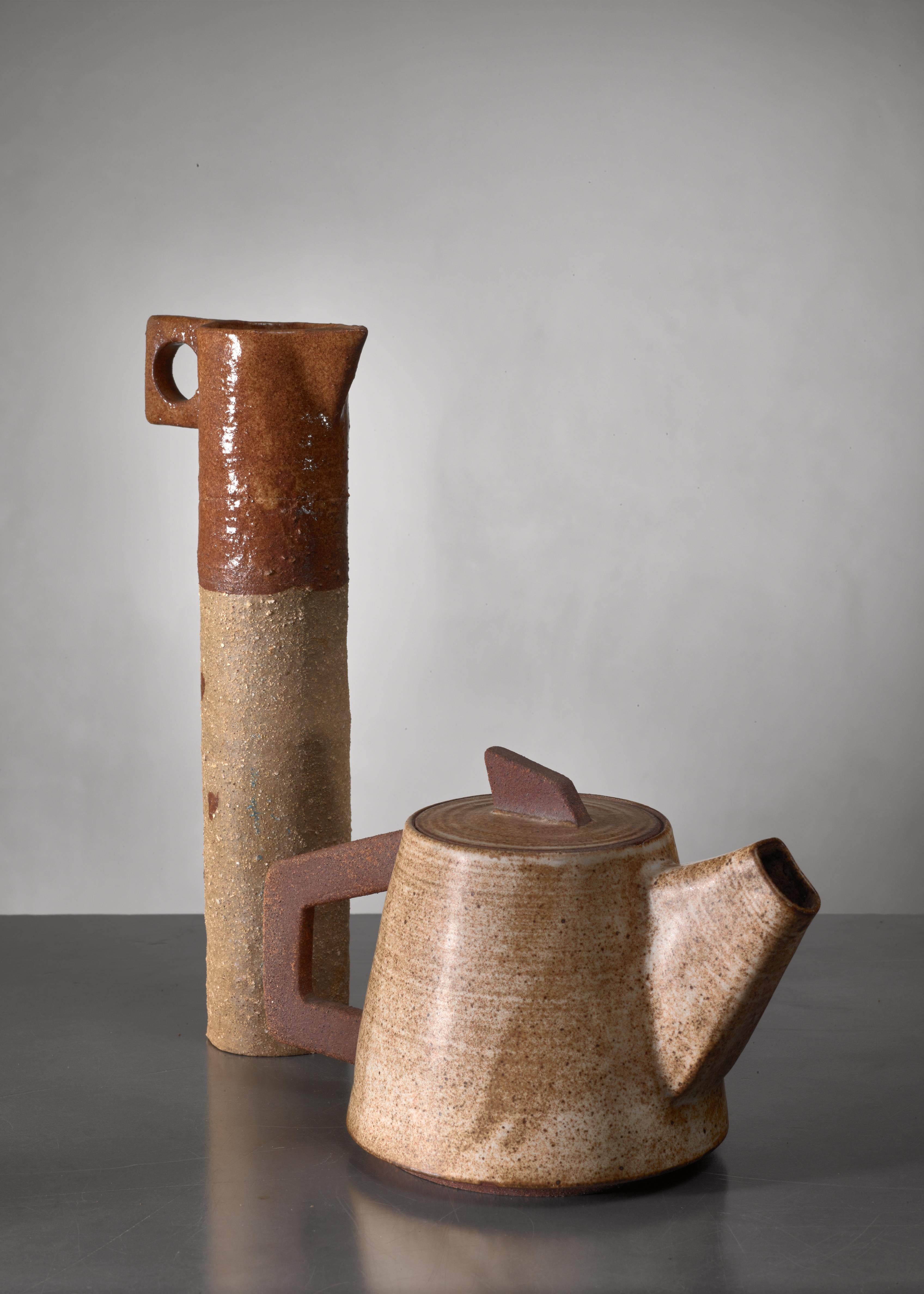 Mid-Century Modern Ceramic Pitcher and 'Tea' Pot, France, 1960s For Sale