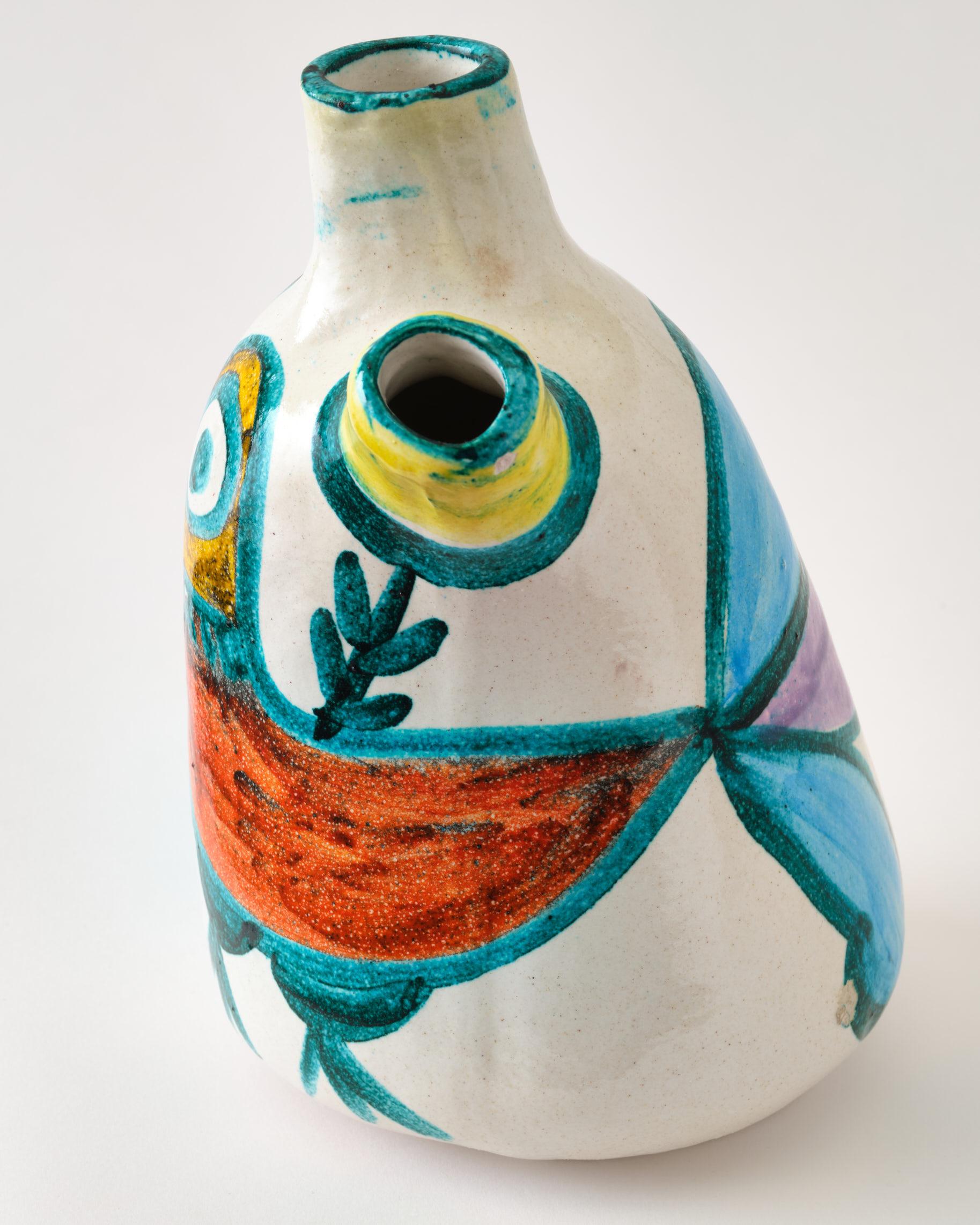 Keramikkrug von DeSimone, Dekorative Vase, um 1960, Italien, Rot, Grün & Gelb im Angebot 4