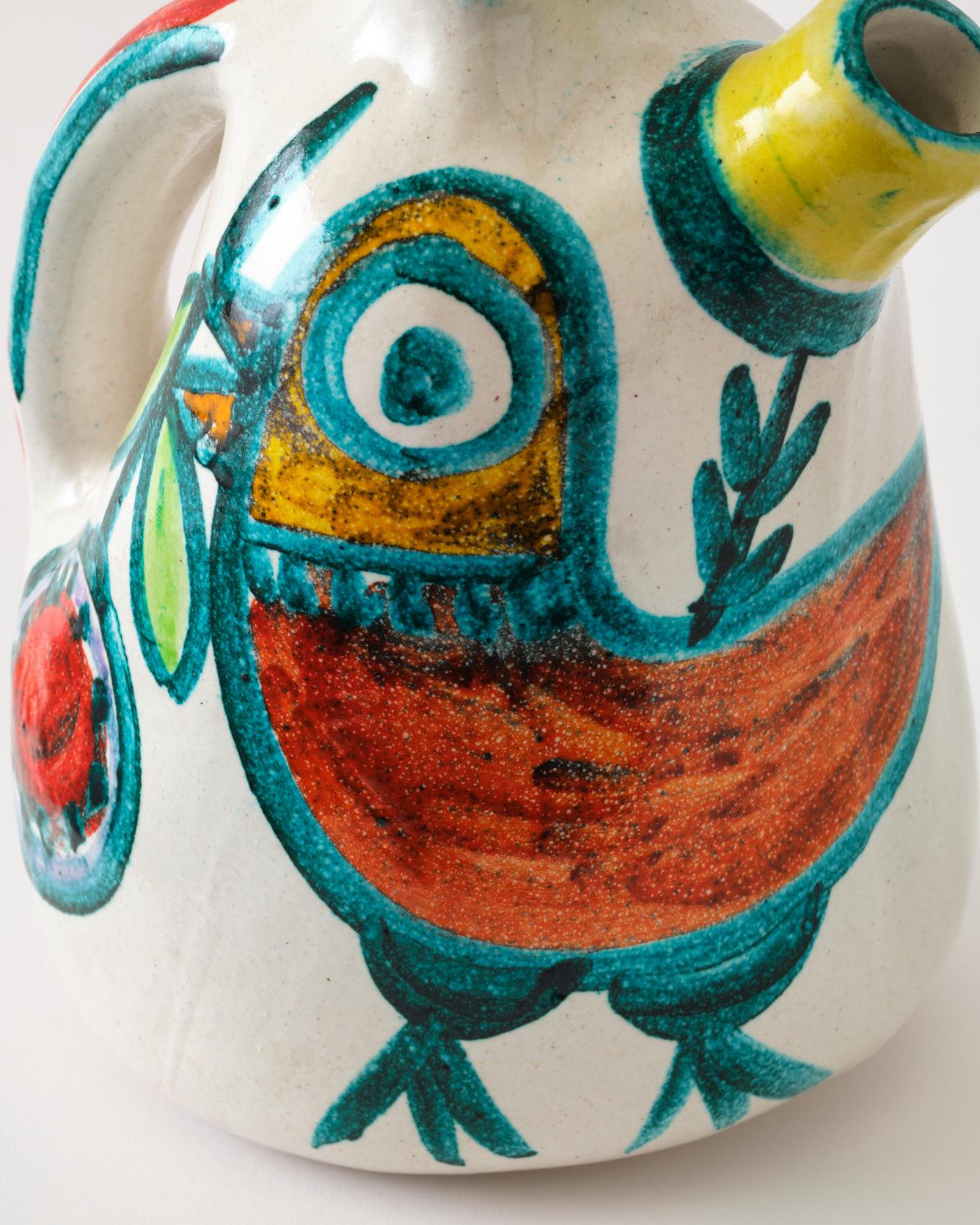 Keramikkrug von DeSimone, Dekorative Vase, um 1960, Italien, Rot, Grün & Gelb im Angebot 6