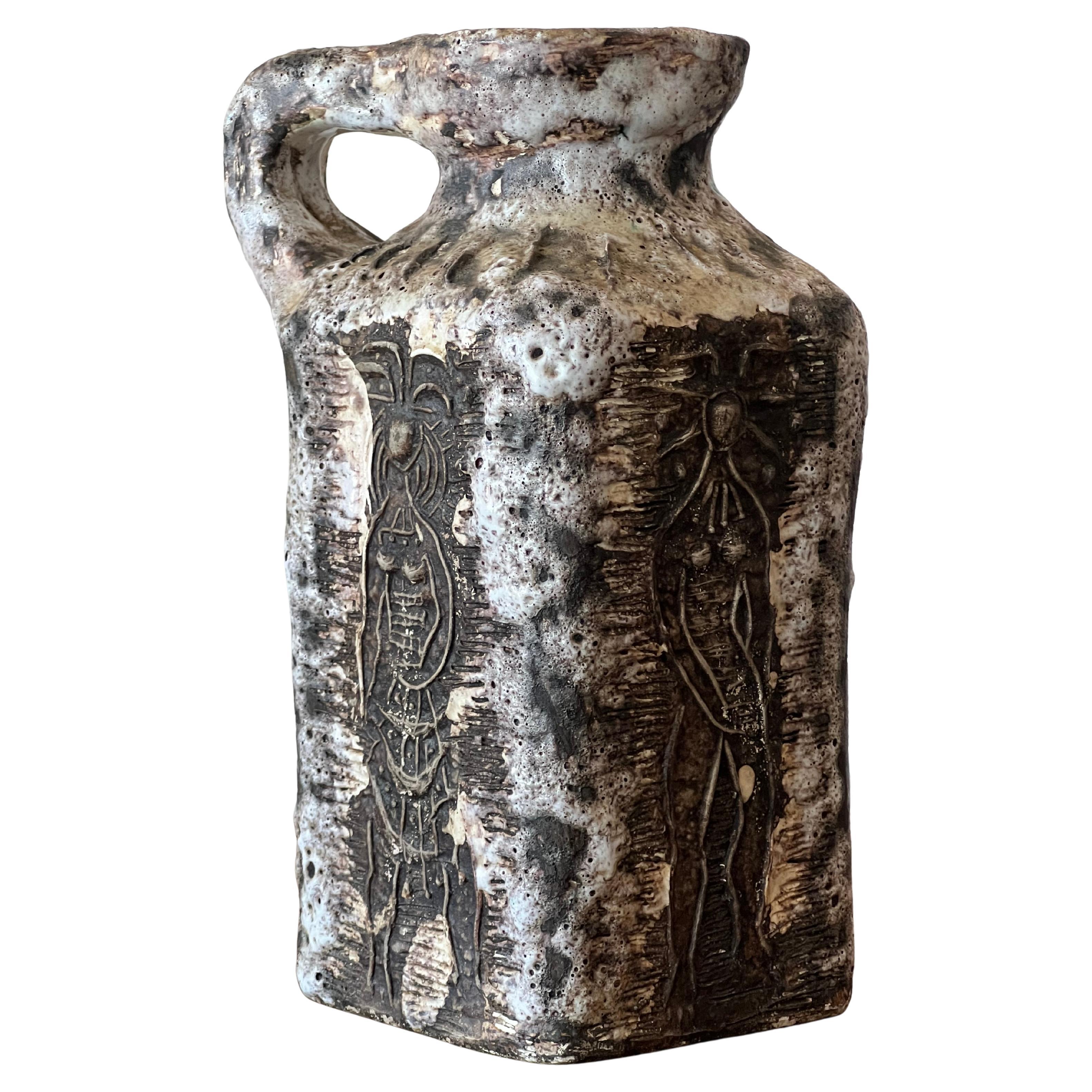Jarra de cerámica de Fernande Kohler Vallauris Francia Años 50