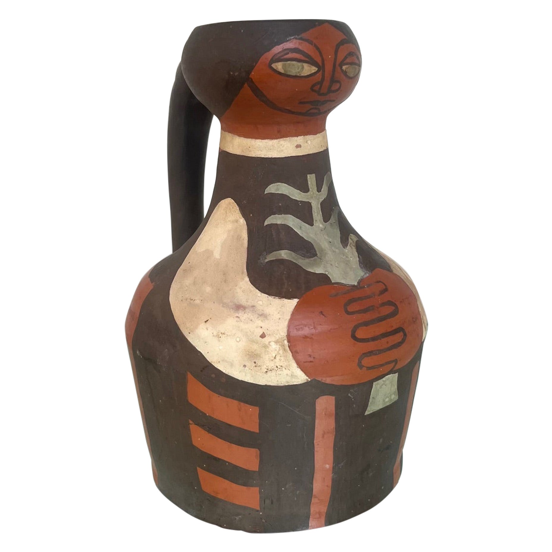 Ceramic pitcher by Frédérique Bourguey, Vallauris Circa 1955. For Sale
