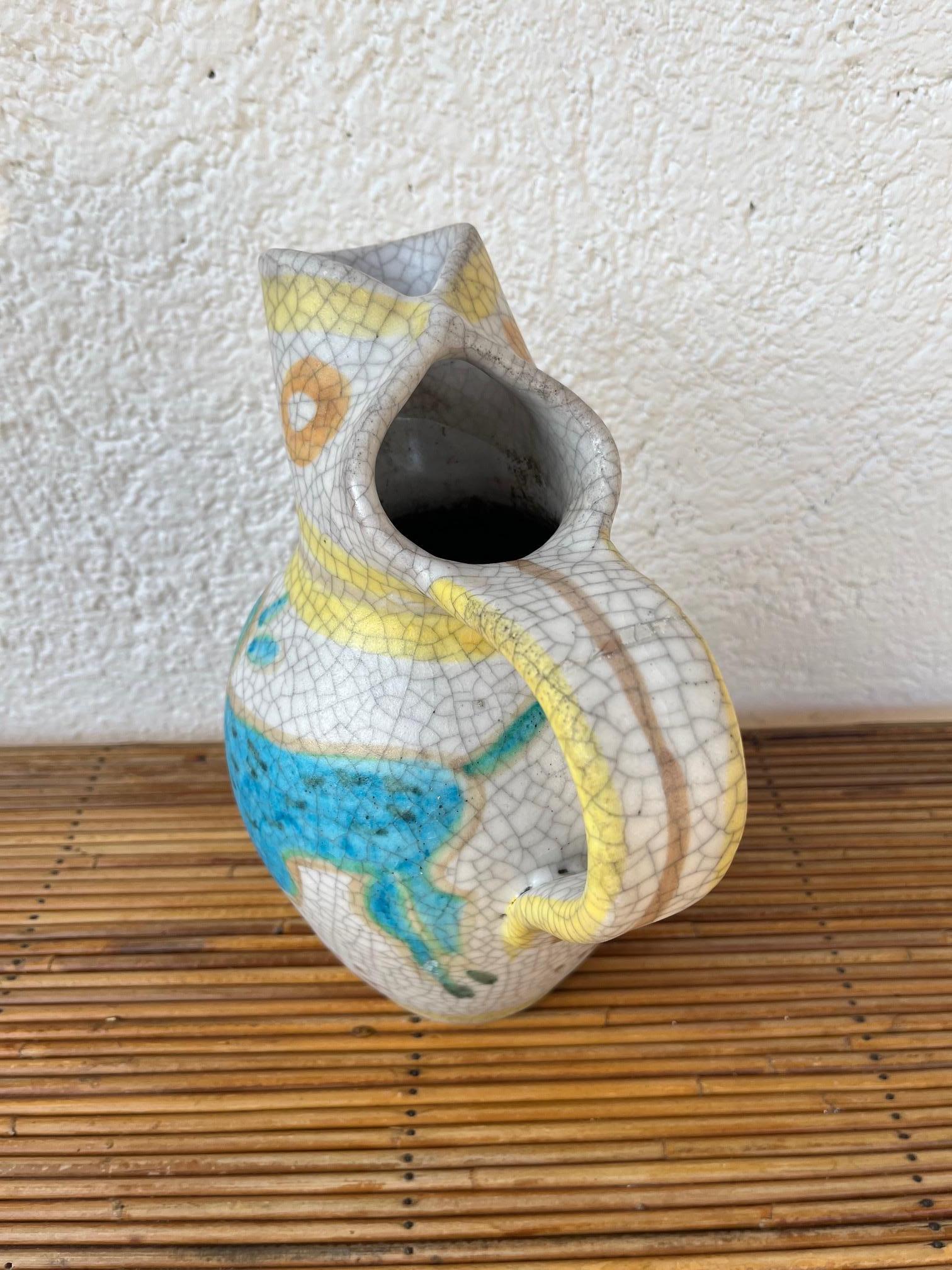 Mid-Century Modern Ceramic pitcher by Guido Gambone. Italy 1950's For Sale