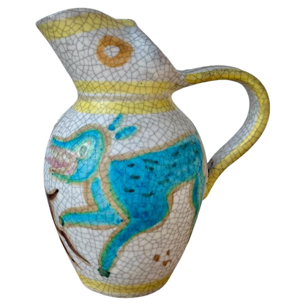 Ceramic pitcher by Guido Gambone. Italy 1950's For Sale